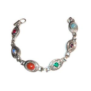 Sarah Coventry Silver Tone Bracelet With Multi Color Stones
